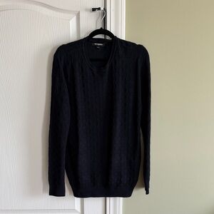 Karl Lagerfeld Textured Black Crewneck Sweater